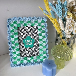 Crochet Pattern, Checkerboard Picture Frame Pattern, Crochet Frame Pattern, Crochet Homeware, Y2K zdjęcie 4