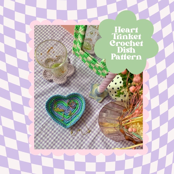 Crochet Heart Pattern, Crochet Heart Trinket Dish Pattern, Y2K Home Decor, 2000s