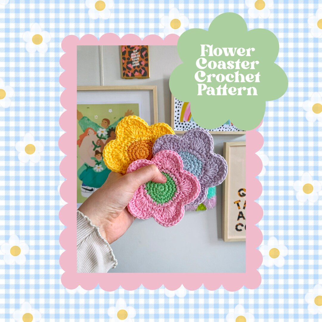 Crochet Pattern, Crochet Coaster, Flower Coaster, Y2K Theme, Crochet