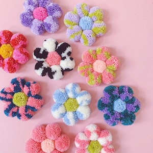 Pom Pom Flower Swirly Wall Hangings, Y2K Decor, Y2K Home Decor, Tufted, Danish Pastel Decor