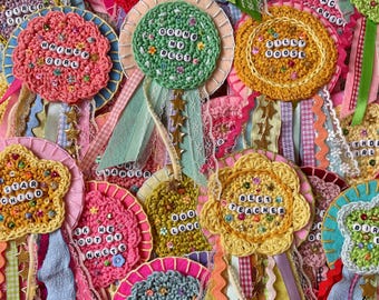 CUSTOM Felt Prize Badge, Crochet Badge, Whimsy Gift