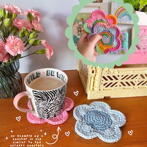 Crochet Flower Coaster: Colorful Cotton Yarn, Y2K Decor image 2