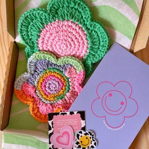 Crochet Flower Coaster: Colorful Cotton Yarn, Y2K Decor image 7