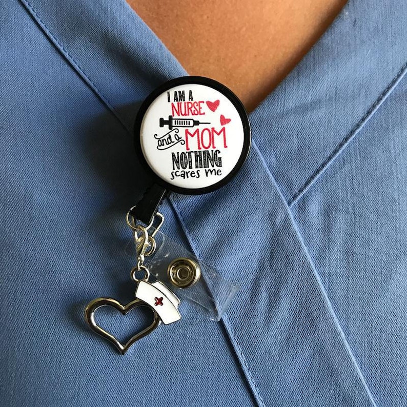 Nothing Scares Me Retractable w Nurse Hat Pendant ID Badge Reel