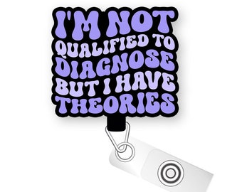 I'm Not Qualified to Diagnose Swapfinity Retractable ID Badge Reel - Funny RN Badge Reel Gift, Nurse Badge Reel Holder Glitter Cute