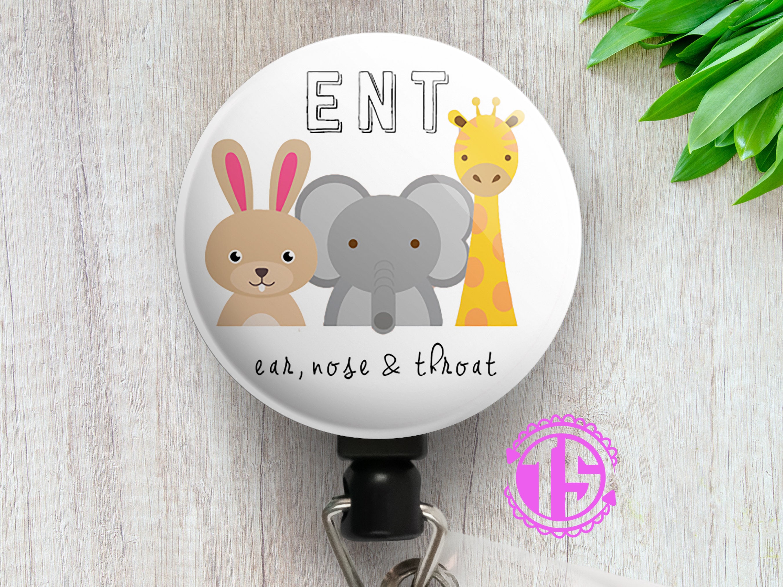 ENT Animal Retractable ID Badge Reel * Ear Nose and Throat Doctor Gift * Custom ID Badge Holder * Swapfinity