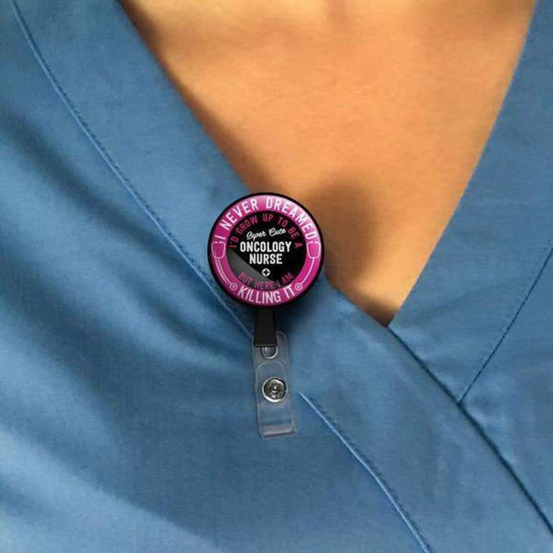 Super Cute Oncology Nurse Retractable ID Badge Reel Etsy