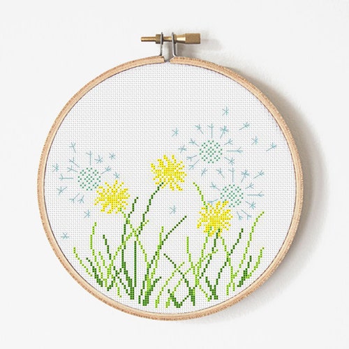 Dandelion Cross Stitch Pattern Wild Flower Cross Stitch Etsy