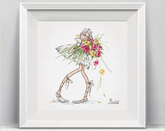 Cross Stitch Pattern Funny Ballerina Small Cross Stitch Pattern Ballet PDF Format, INSTANT DOWNLOAD