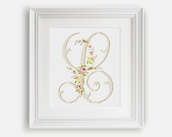 Letter "L" Cross Stitch Pattern - Flower Cross Stitch - Personalized Letter "L" - Counted Cross Stitch Pattern - PDF - INSTANT DOWNLOAD