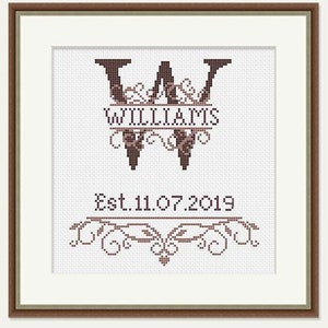 Wedding Cross Stitch Pattern - Birthday Cross Stitch - Monogram Cross Stitch - Wedding Gift - House Warming Embroidery -PDF-INSTANT DOWNLOAD