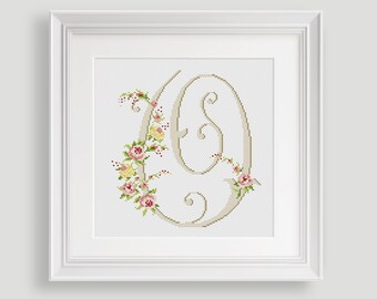 Letter "O" Cross Stitch Pattern - Counted Cross Stitch Pattern - Personalized Letter "O" - Flower Cross Stitch - PDF - INSTANT DOWNLOAD
