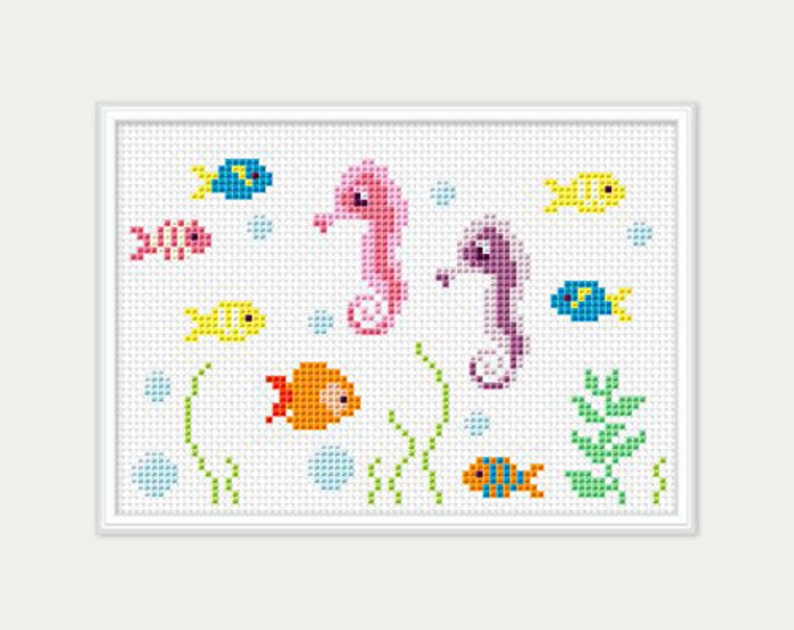 Fish Cross Stitch Pattern Embroidery Modern Cross Stitch Etsy España
