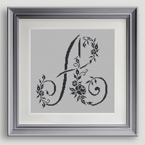 Lettre A - Cross Stitch Pattern - Cross Stitch Letter - A - Floral Cross Stitch - PDF - INSTANT DOWNLOAD