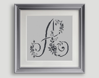 Letter A Cross Stitch Pattern Cross Stitch Letter A Floral Cross Stitch PDF INSTANT DOWNLOAD