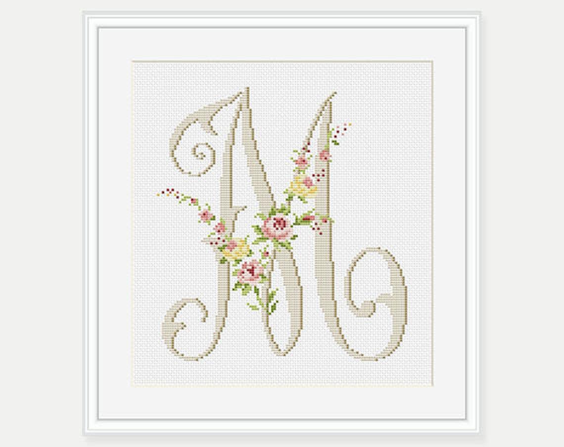 Letter m Cross Stitch Pattern Personalized Etsy