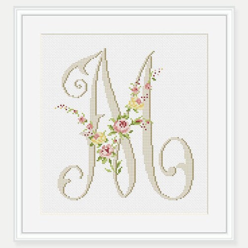 Letter m Cross Stitch Pattern Personalized Etsy