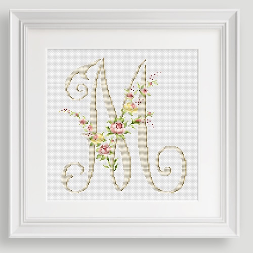 Letter m Cross Stitch Pattern Personalized Etsy