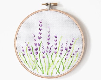 Flowers Cross Stitch Pattern - Lavender Embroidery - Cross stitch Lavender - PDF Digital - INSTANT DOWNLOAD