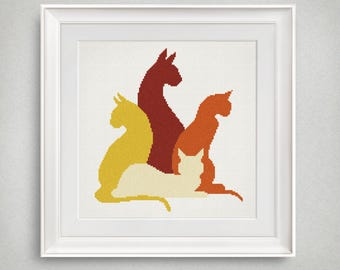 Cats Cross Stitch Pattern - Cat Cross Stitch Gift - PDF Format - INSTANT DOWNLOAD