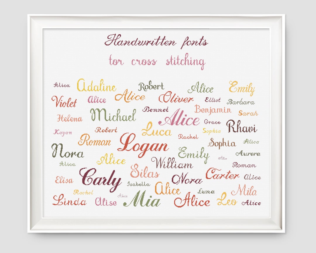 Letter Cross Stitch Pattern Handwritten Fonts for Cross Stitching From ...