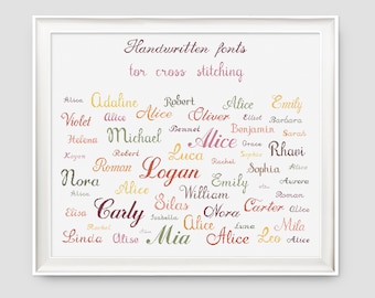 Letter Cross Stitch Pattern Handwritten fonts for cross stitching From small to large PDF format   INSTANT DOWNLOAD