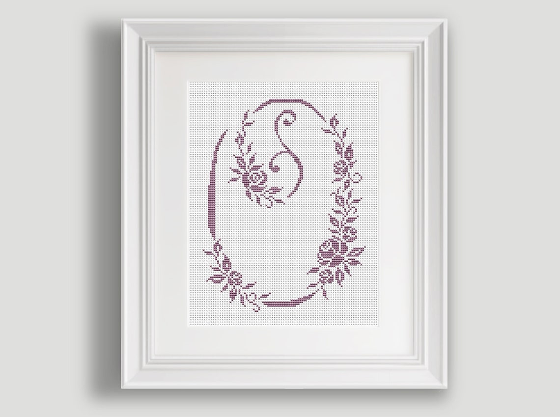 Letter O Cross Stitch Pattern Personalized Letter O Flower Monogram ...