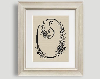 Letter O Cross Stitch Pattern Personalized Letter O Flower Monogram Counted Cross Stitch Pattern PDF INSTANT DOWNLOAD