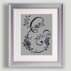 Letra E en punto de cruz - Patrón de punto de cruz - Letra E en punto de cruz personalizada - Punto de cruz floral - PDF - DESCARGA INMEDIATA