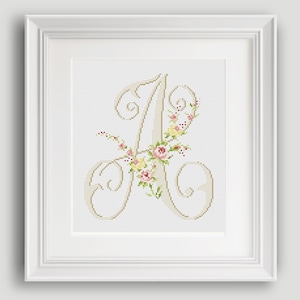 Patrón Punto de Cruz Letras - Letra "A" - Punto de Cruz Flores - Decoración Moderna - PDF - DESCARGA INSTANTÁNEA