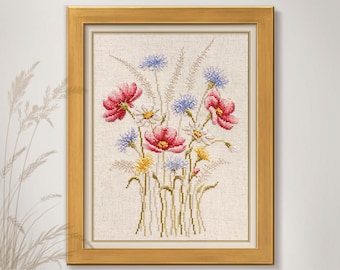 Wildflowers Cross Stitch Pattern Bouquet of Flowers Cross Stitch Scheme Flowers  Embroidery Chart  PDF - INSTANT DOWNLOAD