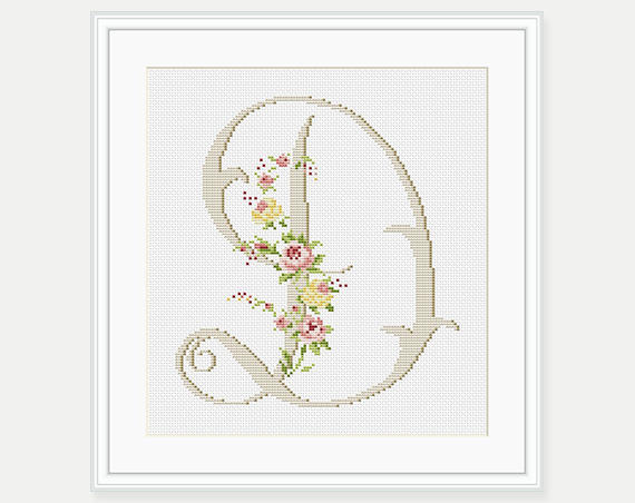 Letter D Letter Cross Stitch Pattern Flower Etsy