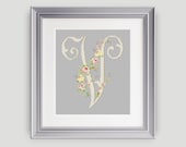 Letter V Monogram Cross Stitch Pattern Personalized Letter V Cross Stitch Pattern PDF INSTANT DOWNLOAD