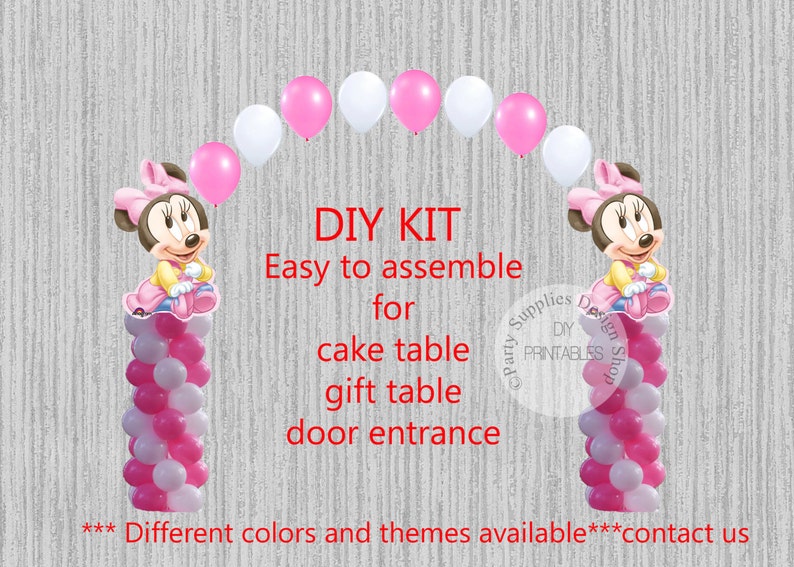 Baby Minnie Mouse Birthday Balloons Minnie Mouse Cake Table Etsy