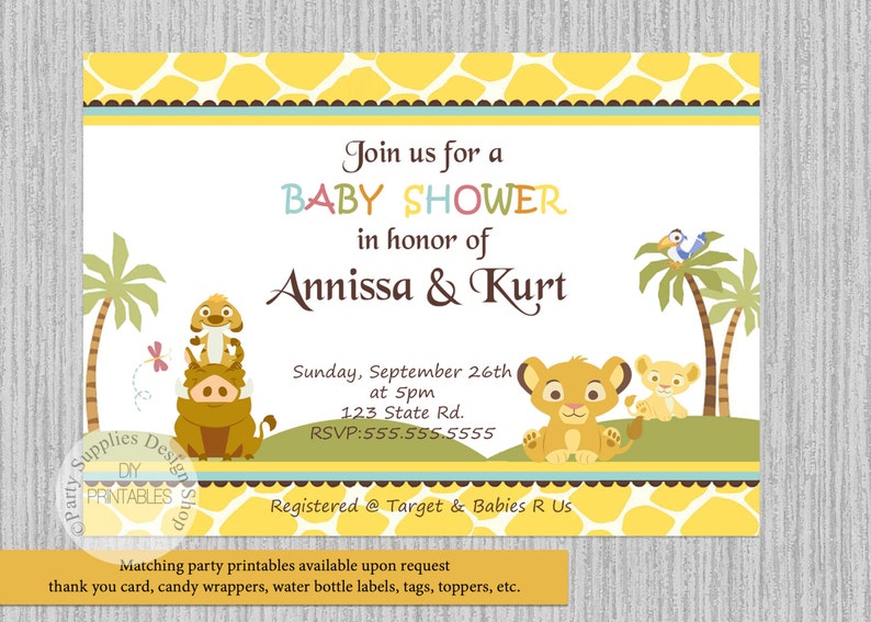 It is a photo of Printable Lion King Baby Shower Invitations intended for blank This is an image of Printable Lion King Baby Shower Invitations intended for blank