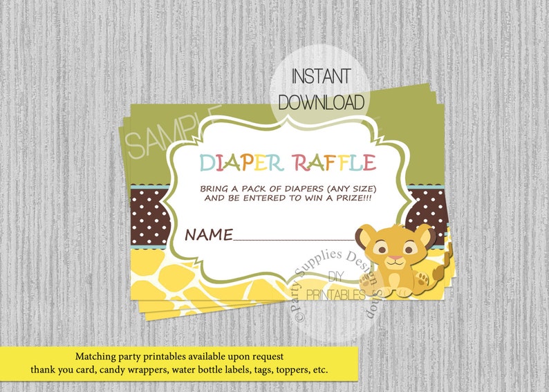 Baby Simba Lion King Baby Shower Diaper Raffle Tickets Etsy