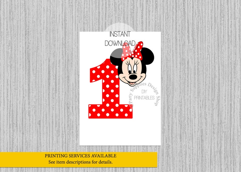 Red Minnie Mouse 1st Birthday Iron On Instant Download Etsy