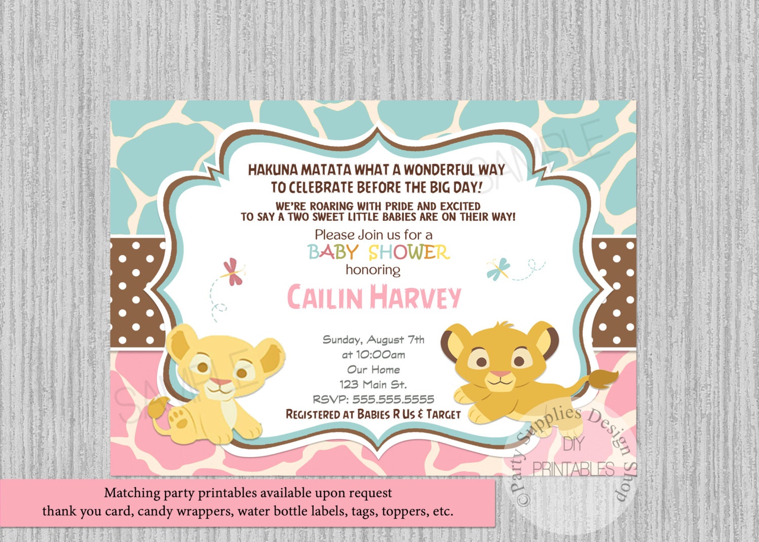 Simba And Nala Baby Shower Invitations 3