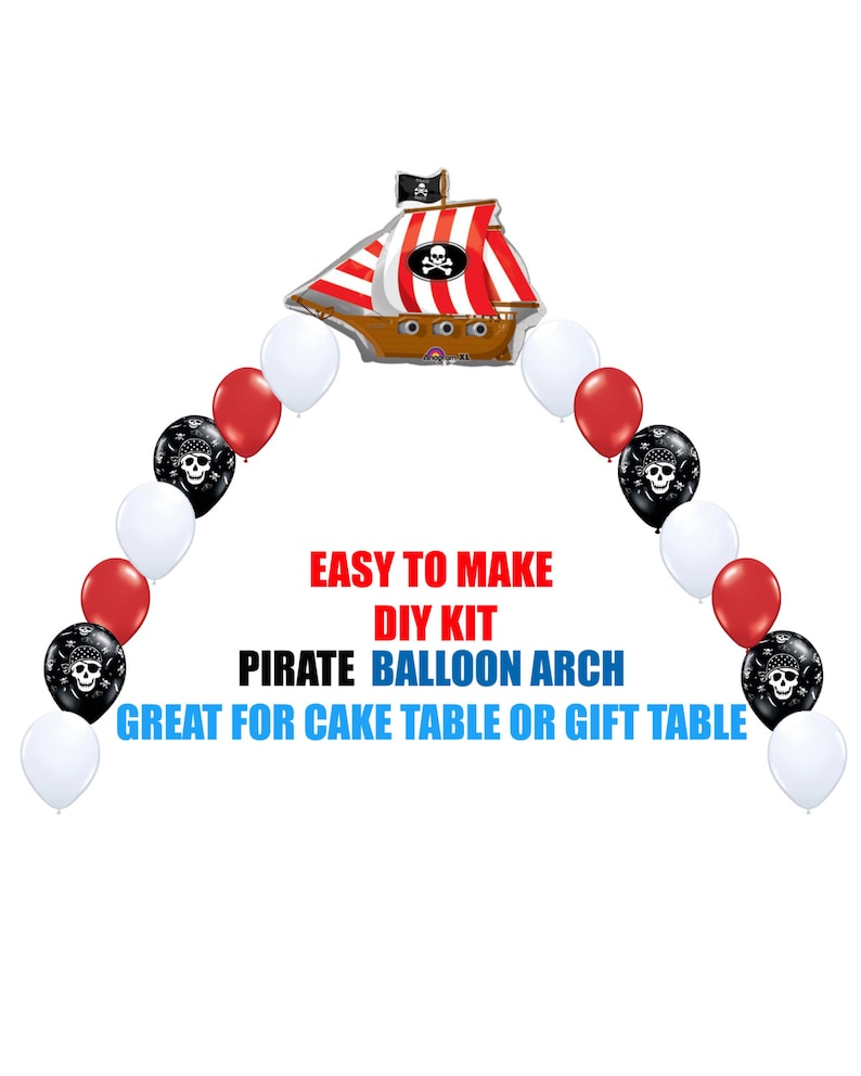 Pirates Ship Birthday Balloons DIY KIT Party Supplies Balloons Halloween Pirates Skull Arch Balloon Party Decor Cake Table Gift Table