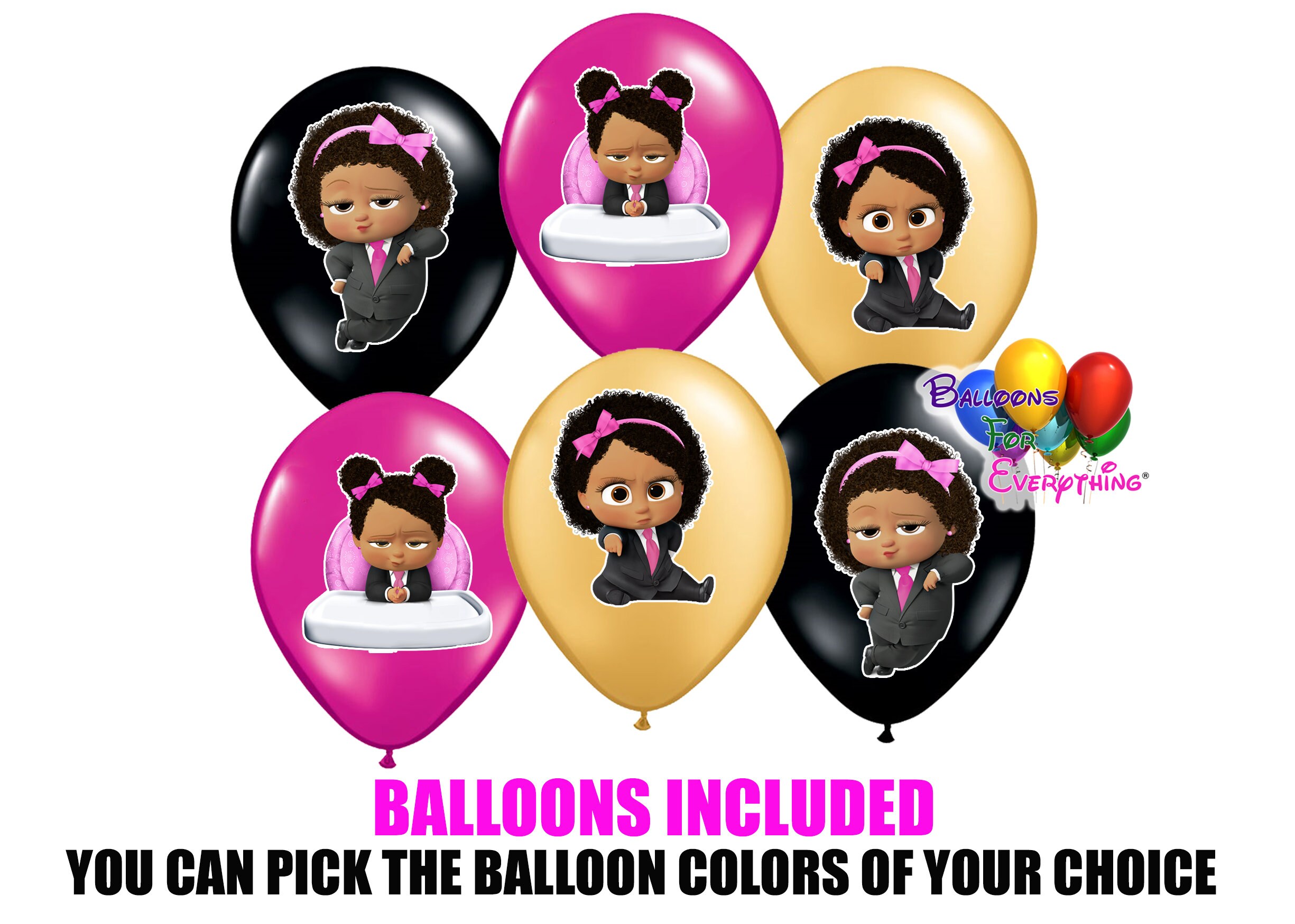 Balloons African American Baby Boss Girl Balloons Party Supplies