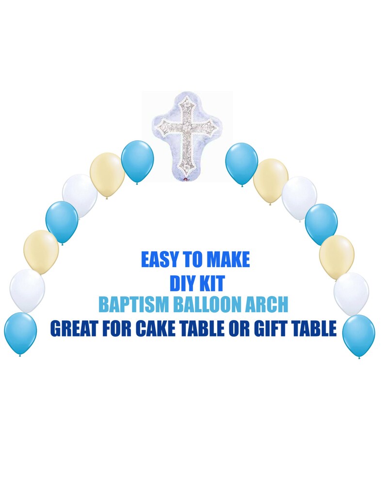 Boy Christening Baptism Balloons Blue Baby Boy Baptism Arch Etsy
