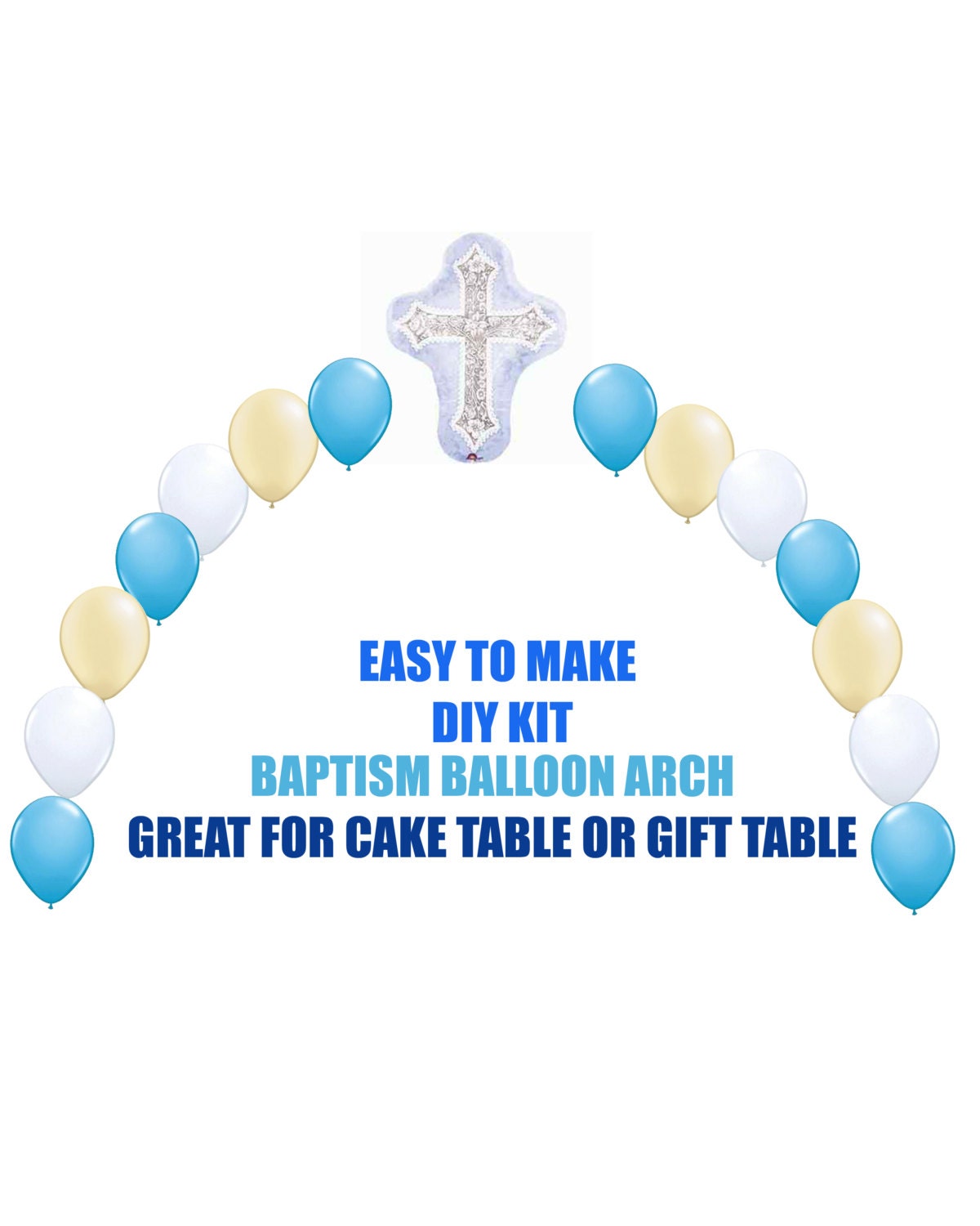 Boy Christening Baptism Balloons Blue Baby Boy Baptism Arch Etsy