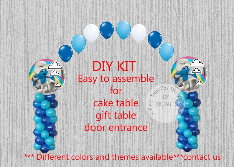 Smurfs Birthday Balloons Smurfs Cake Table Gift Table Etsy