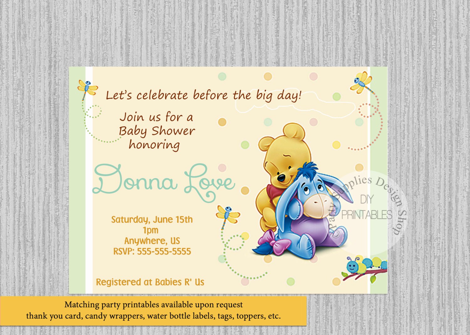 IMPRESA o Digital Baby Winnie el Pooh invitaciones de la ducha Etsy