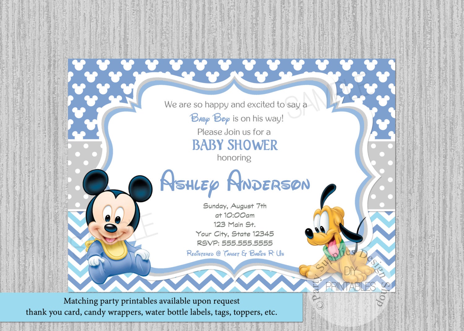 Impreso O Digital Disney Baby Invitaciones De La Ducha De Bebe Etsy