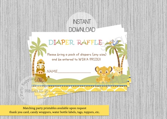 Baby Simba Lion King Baby Shower Diaper Raffle Tickets Etsy
