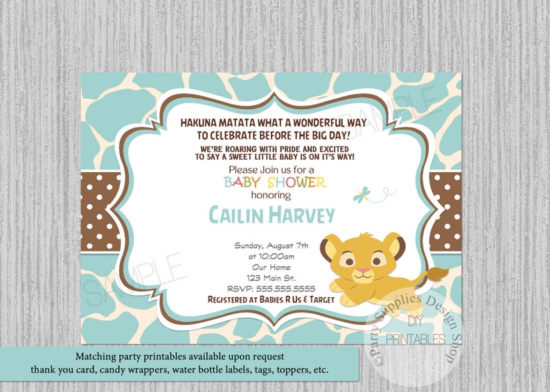 lion king baby shower invitations printable