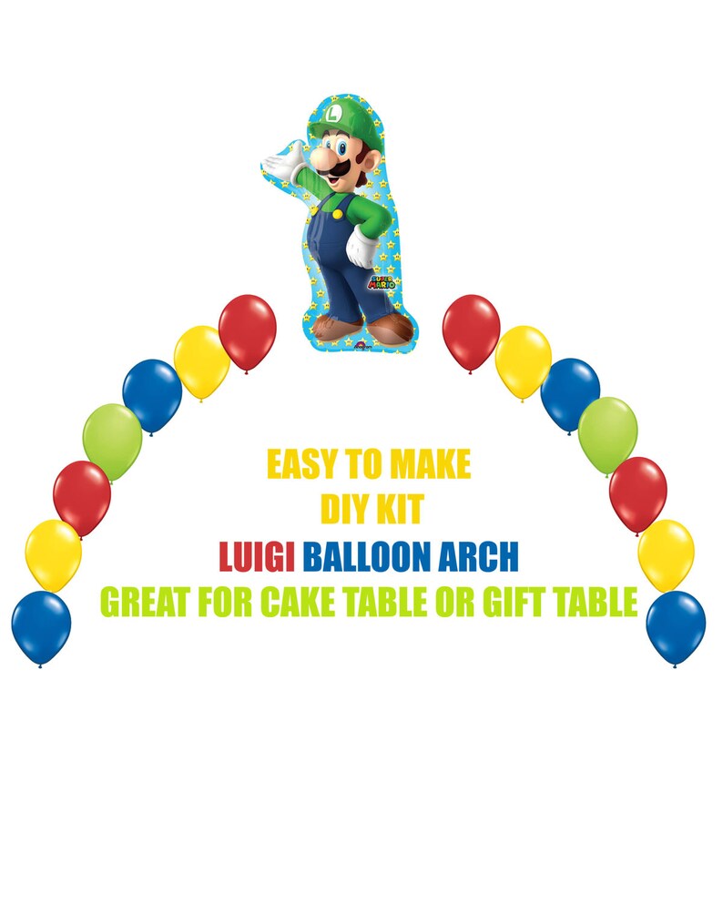 Super Mario Bros Arch Balloon Party Decor Cake Table Gift Table