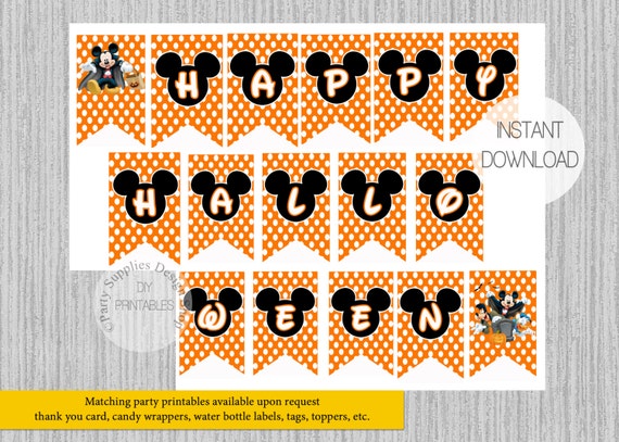 Disney Mickey Mouse Happy Halloween Banner Instant Download Etsy