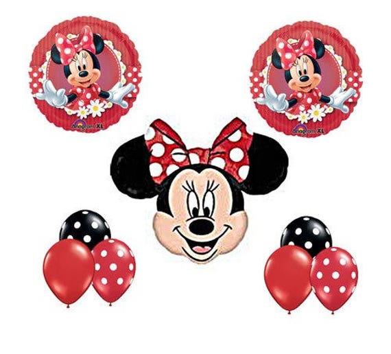 Disney Red Minnie Mouse Birthday Balloons Minnie Mouse Party Etsy